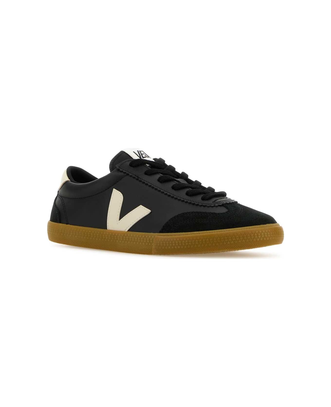 Black Leather Volley O.t. Sneakers - 2