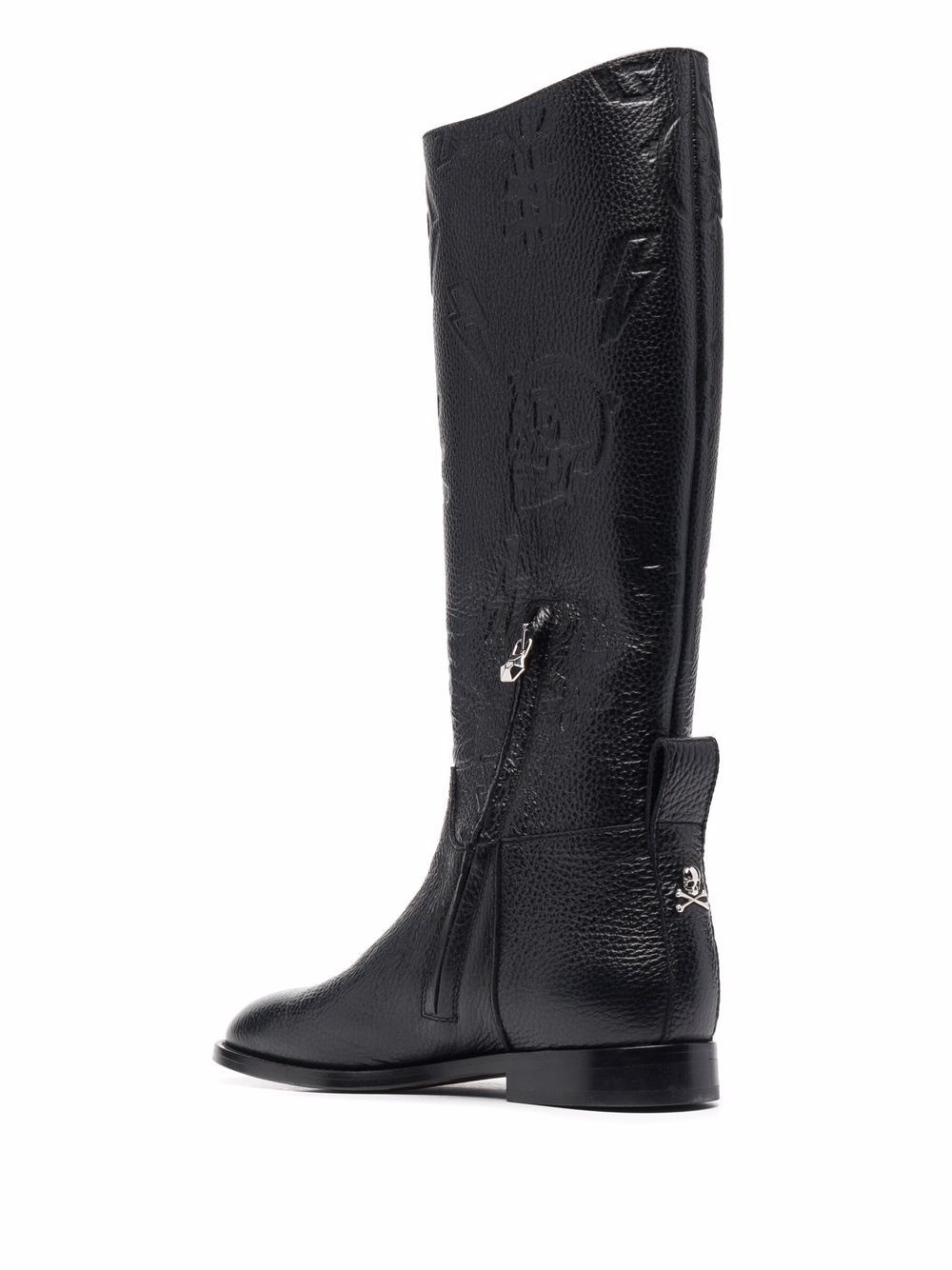 embossed-logo knee-high boots - 3