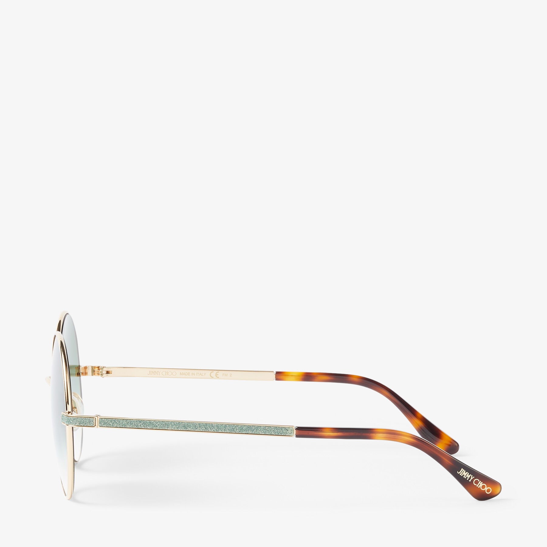 Oriane/s 57
Green and Gold Havana Round-Frame Sunglasses - 2