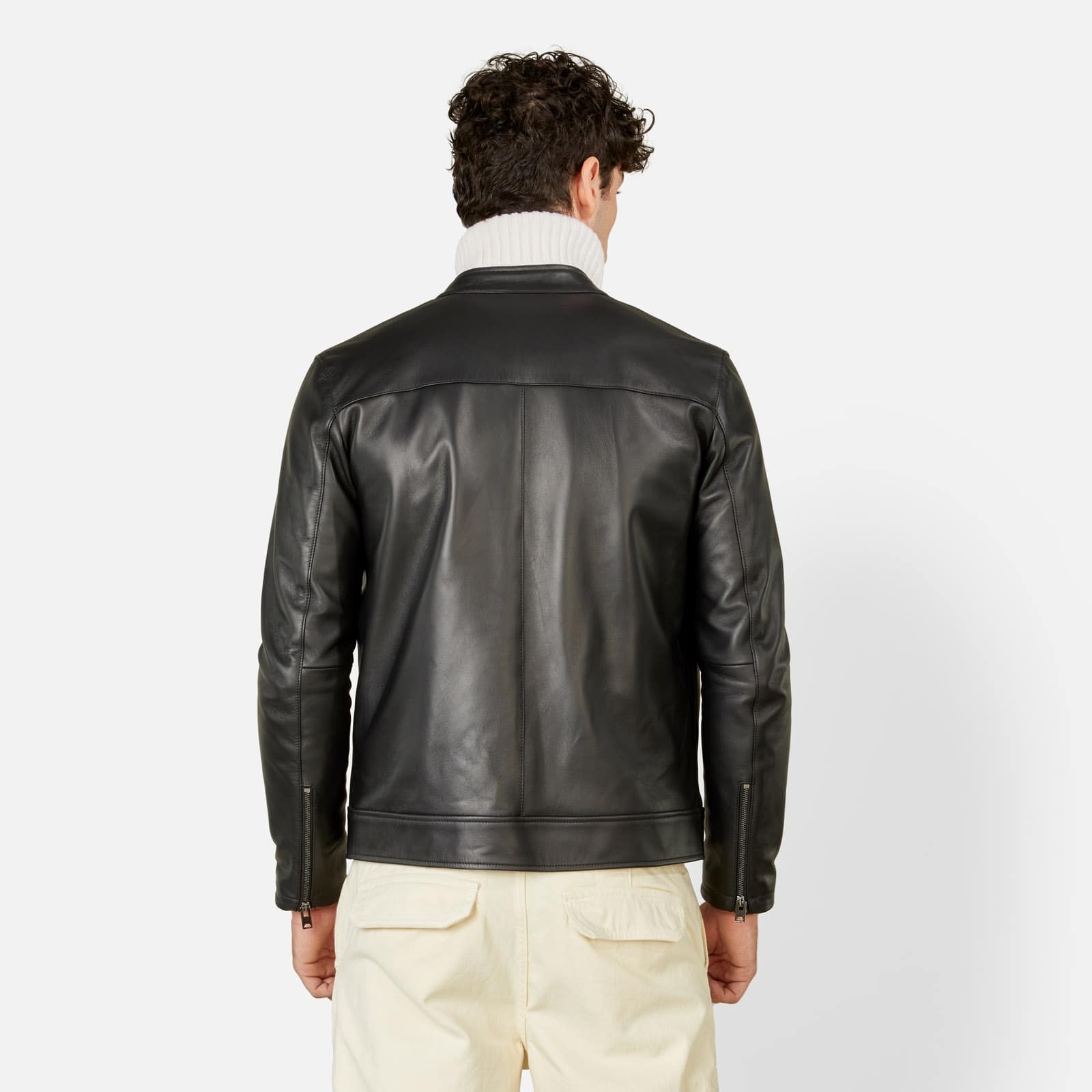 Biker Jacket in Leather Black - 5
