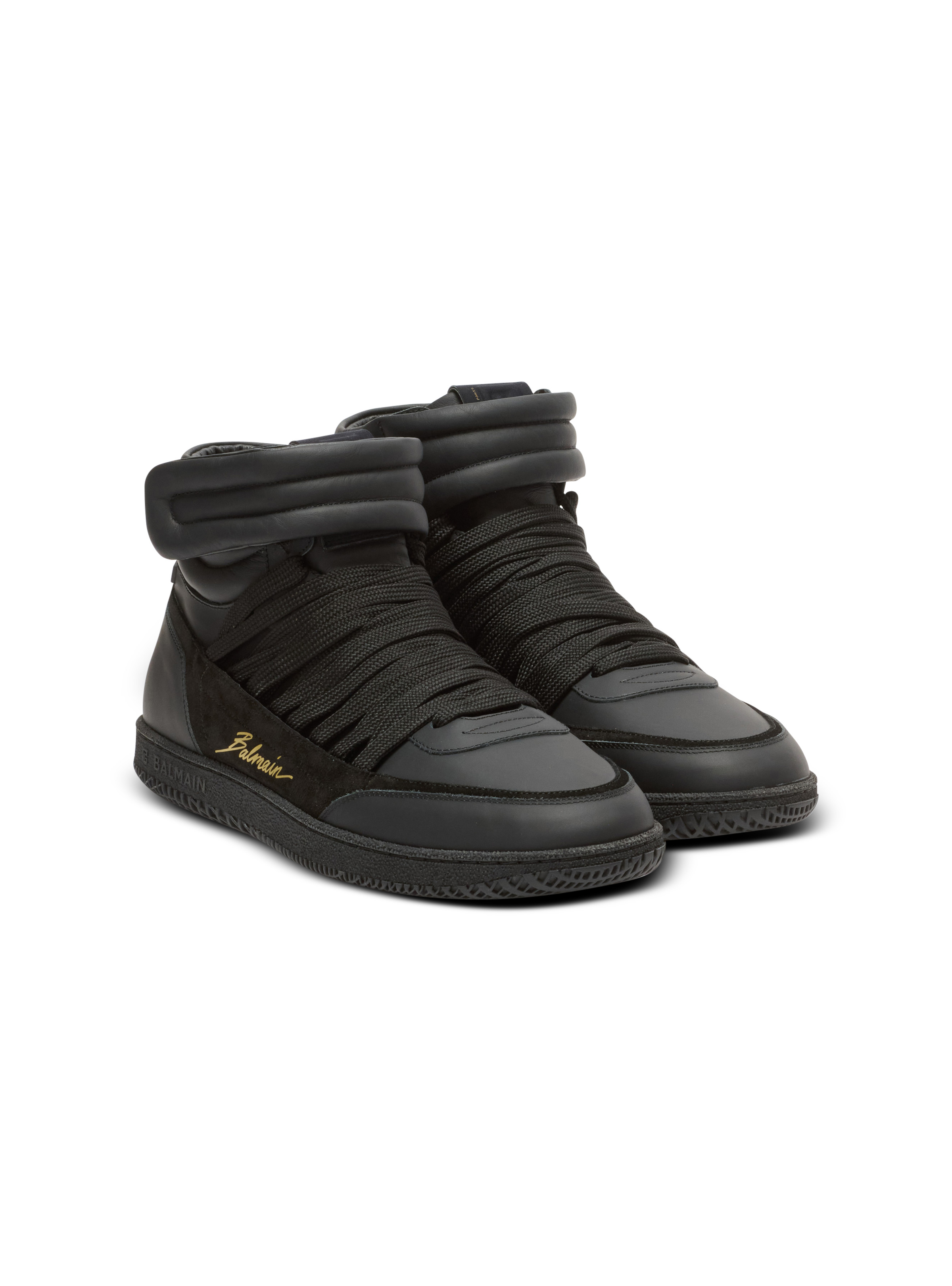 Leather Balmain Swan Mid-Top lace-up trainers - 2