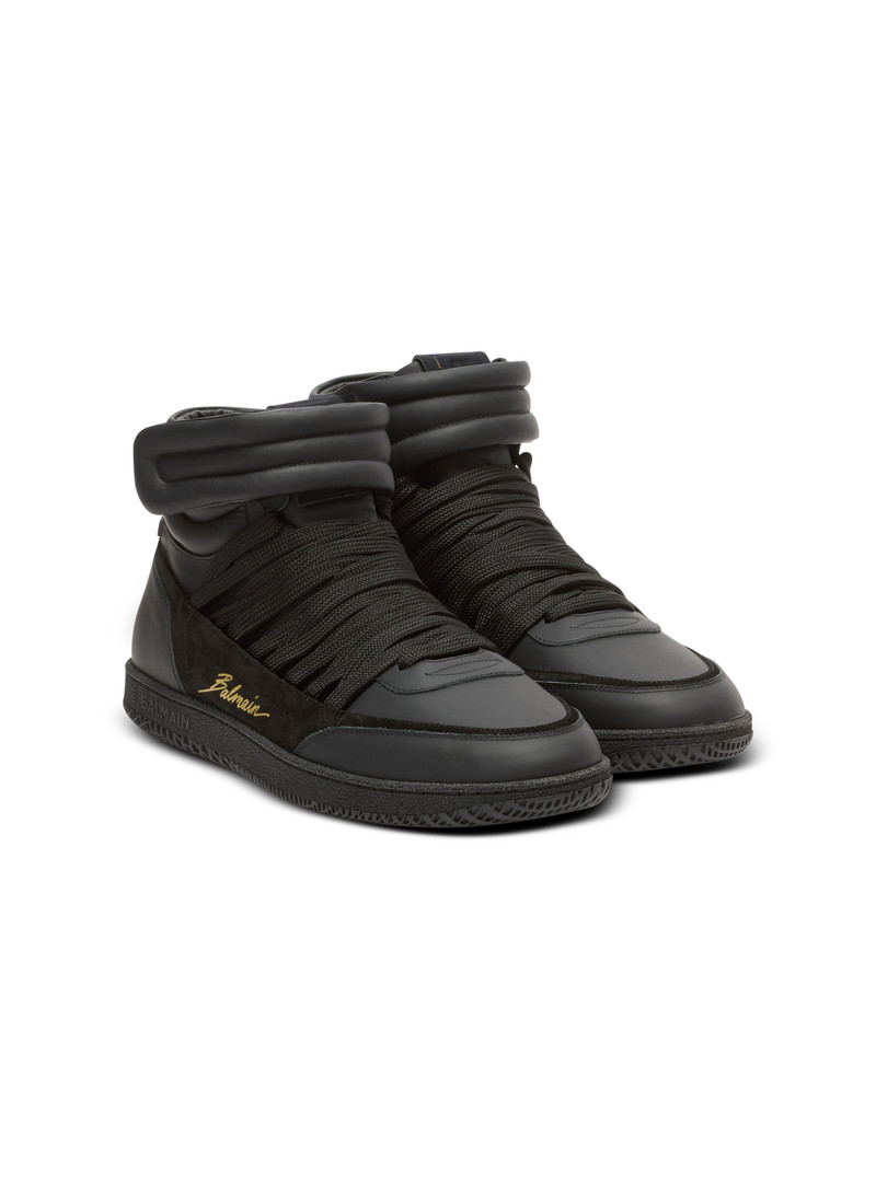 Leather Balmain Swan Mid-Top lace-up trainers 2