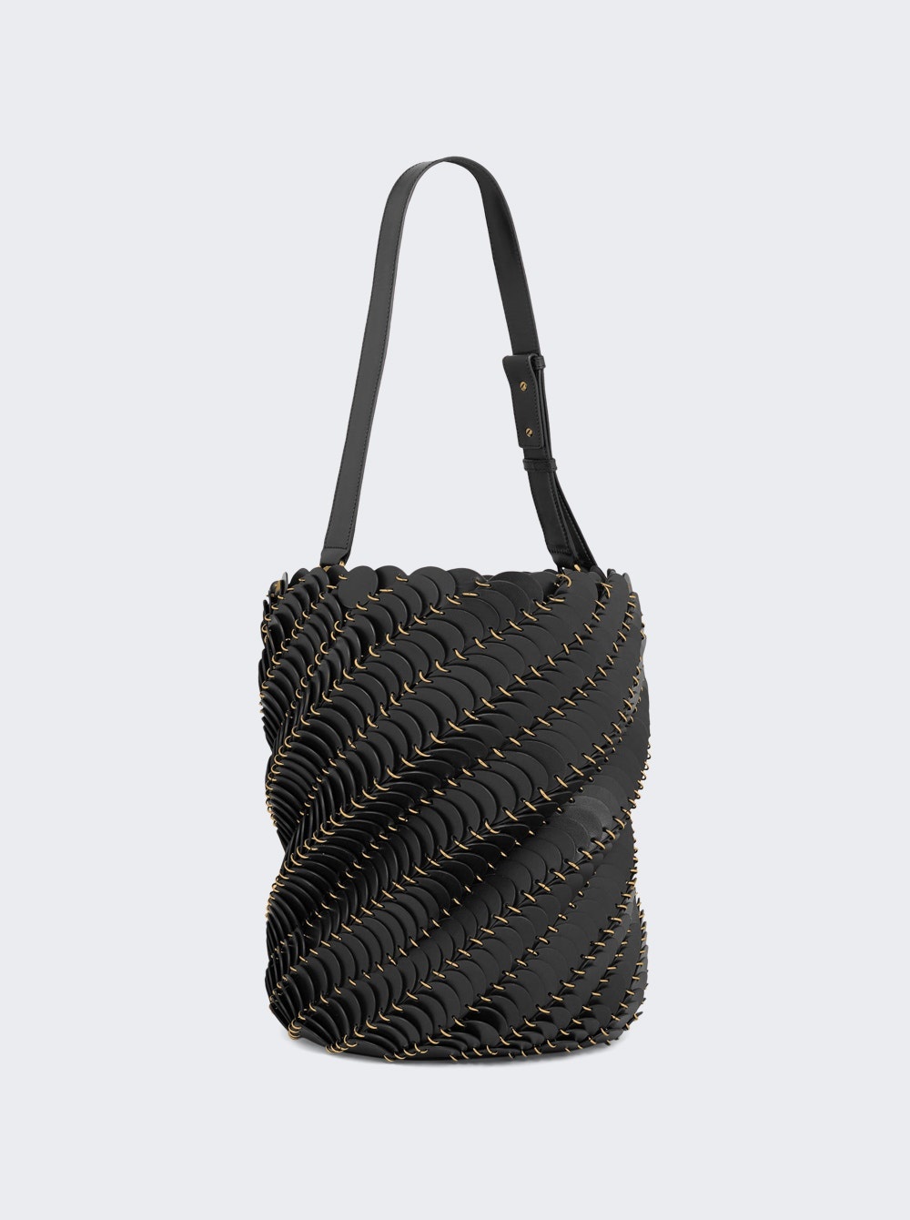 Large Leather Bucket Bag Black - 4