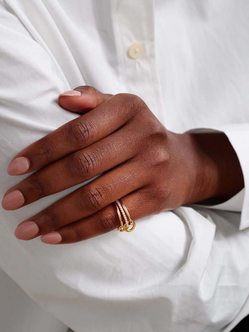 Spinelli Kilcollin Sonny set of three 18-karat yellow and rose gold and diamond rings outlook