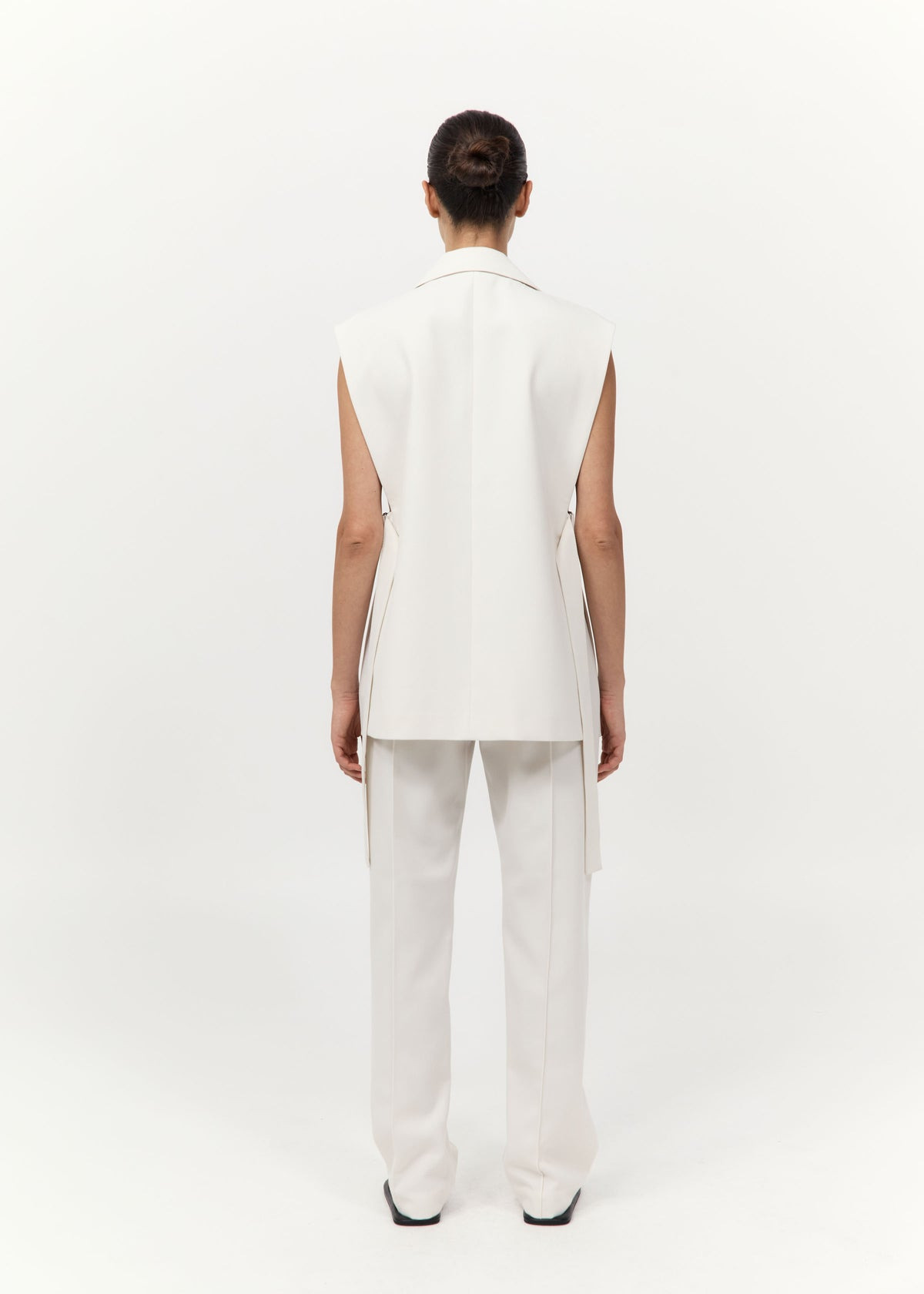 Relaxed Side Tie Vest - Off White - 6