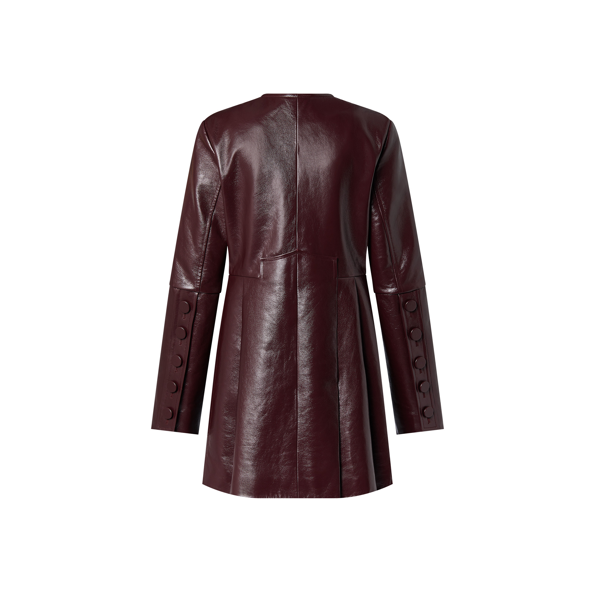 Leather Pleat Coat - 3