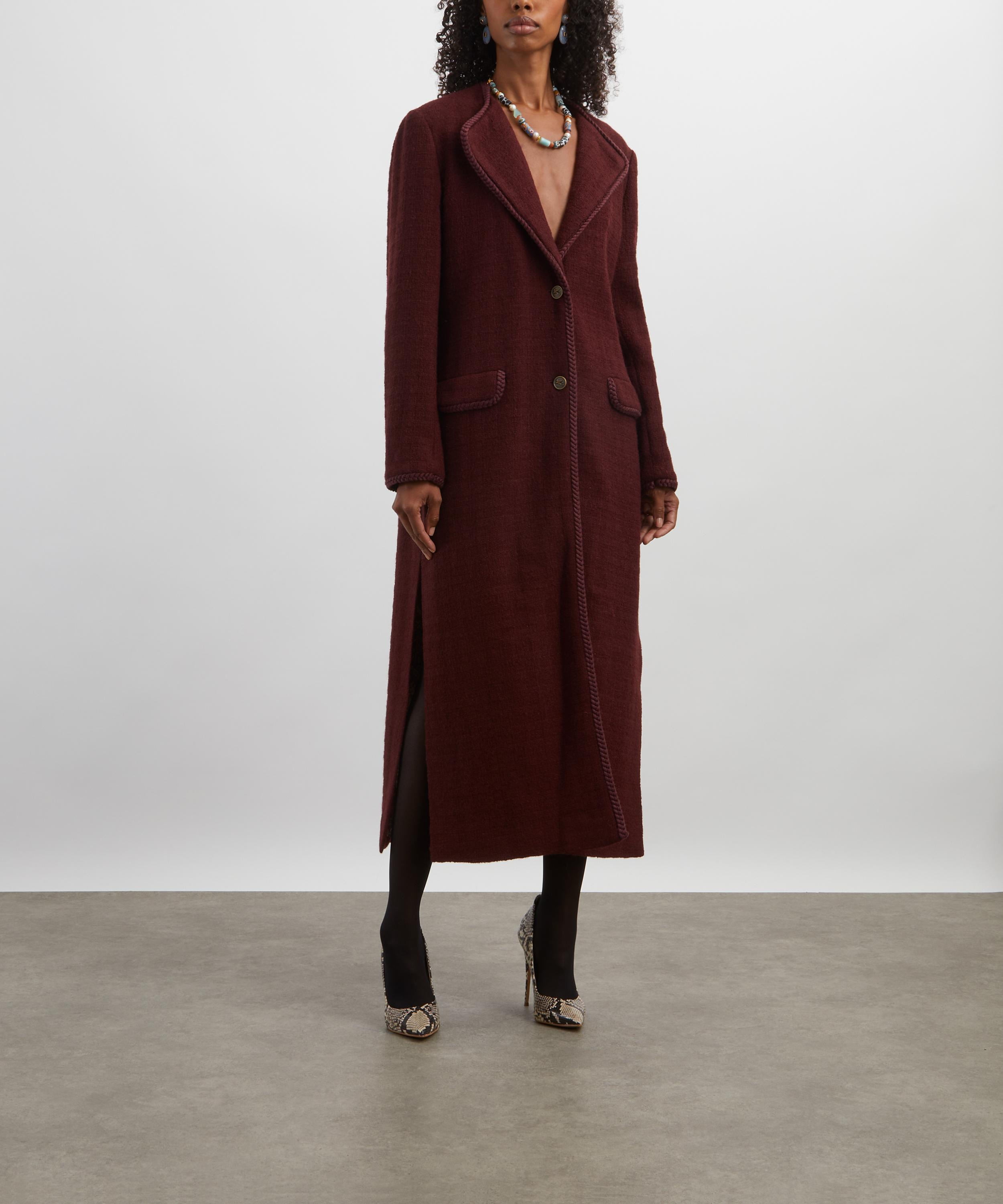 Aubergine Wool-Mohair Long Coat - 3