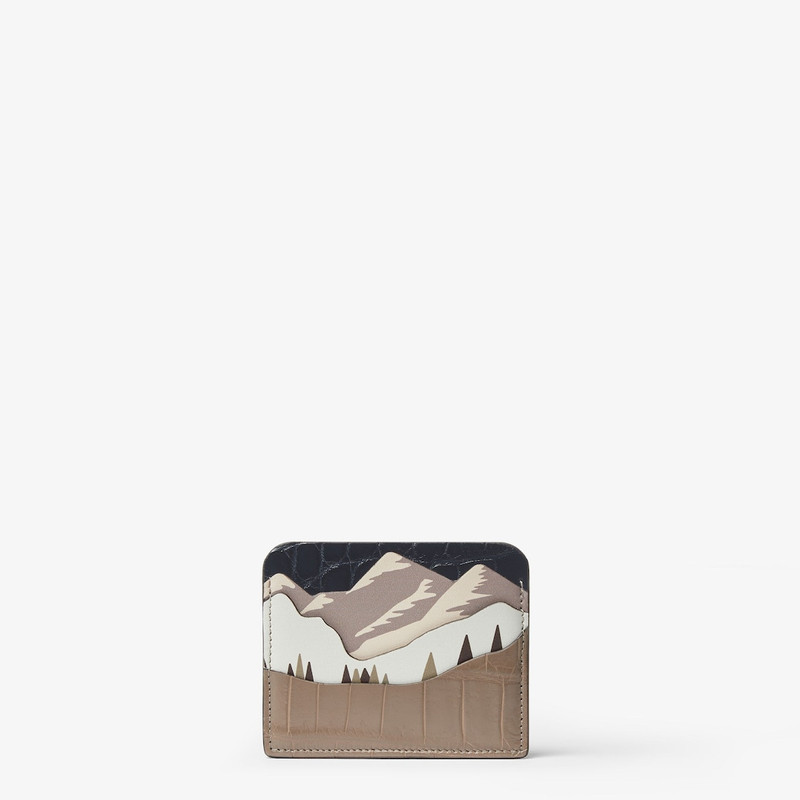 Fendi Postcard Card Case Multicolor leather and crocodile leather flat card holder 1