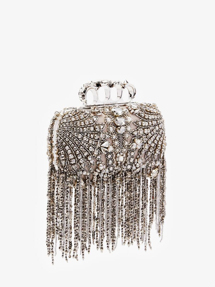 Women's Exploded Victorian Jewel Knuckle Clutch in Silver - 3