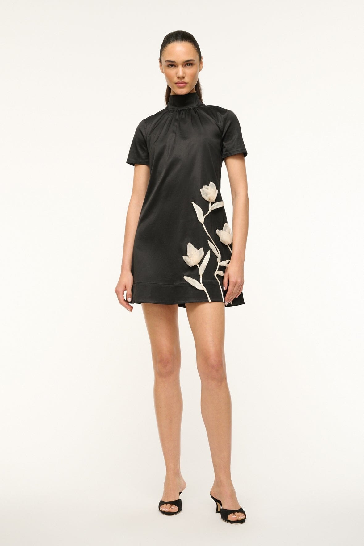 STAUD MINI ILANA DRESS BLACK SATIN - 2