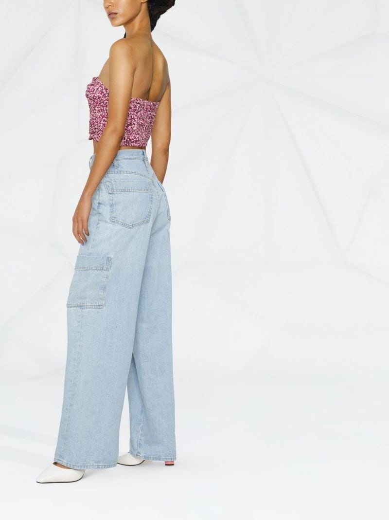 floral-print bustier top - 3