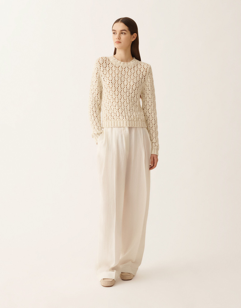 Cotton ribbon sweater with sequins 3
