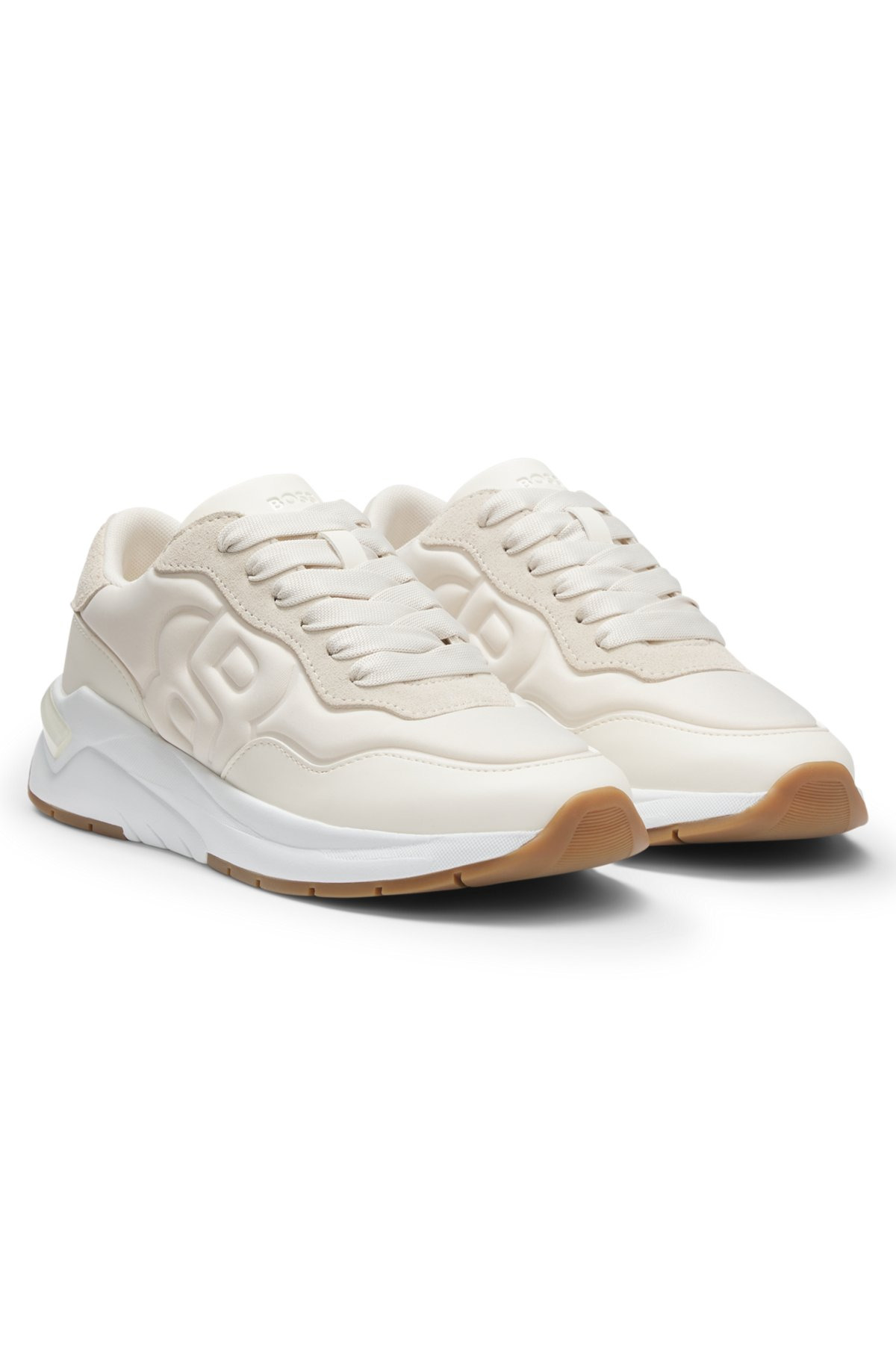MIXED-MATERIAL TRAINERS WITH LARGE DOUBLE B MONOGRAM - 2