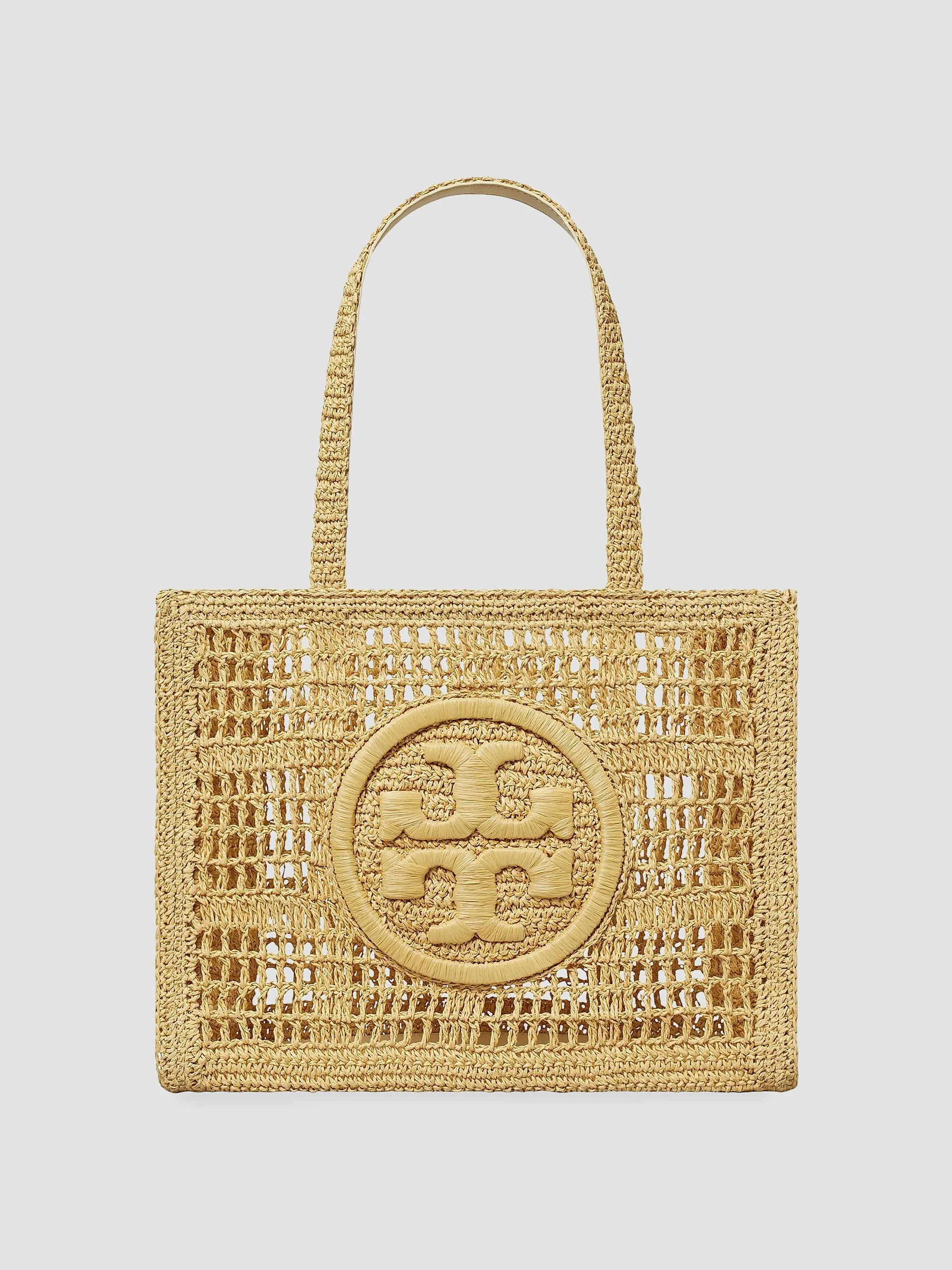 Women's Small Ella Crochet Straw Tote Bag - Natural - 1