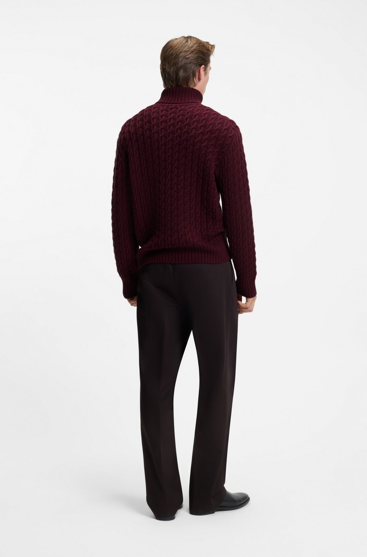 BECKHAM X BOSS CABLE-KNIT SWEATER IN WOOL AND CASHMERE - 5