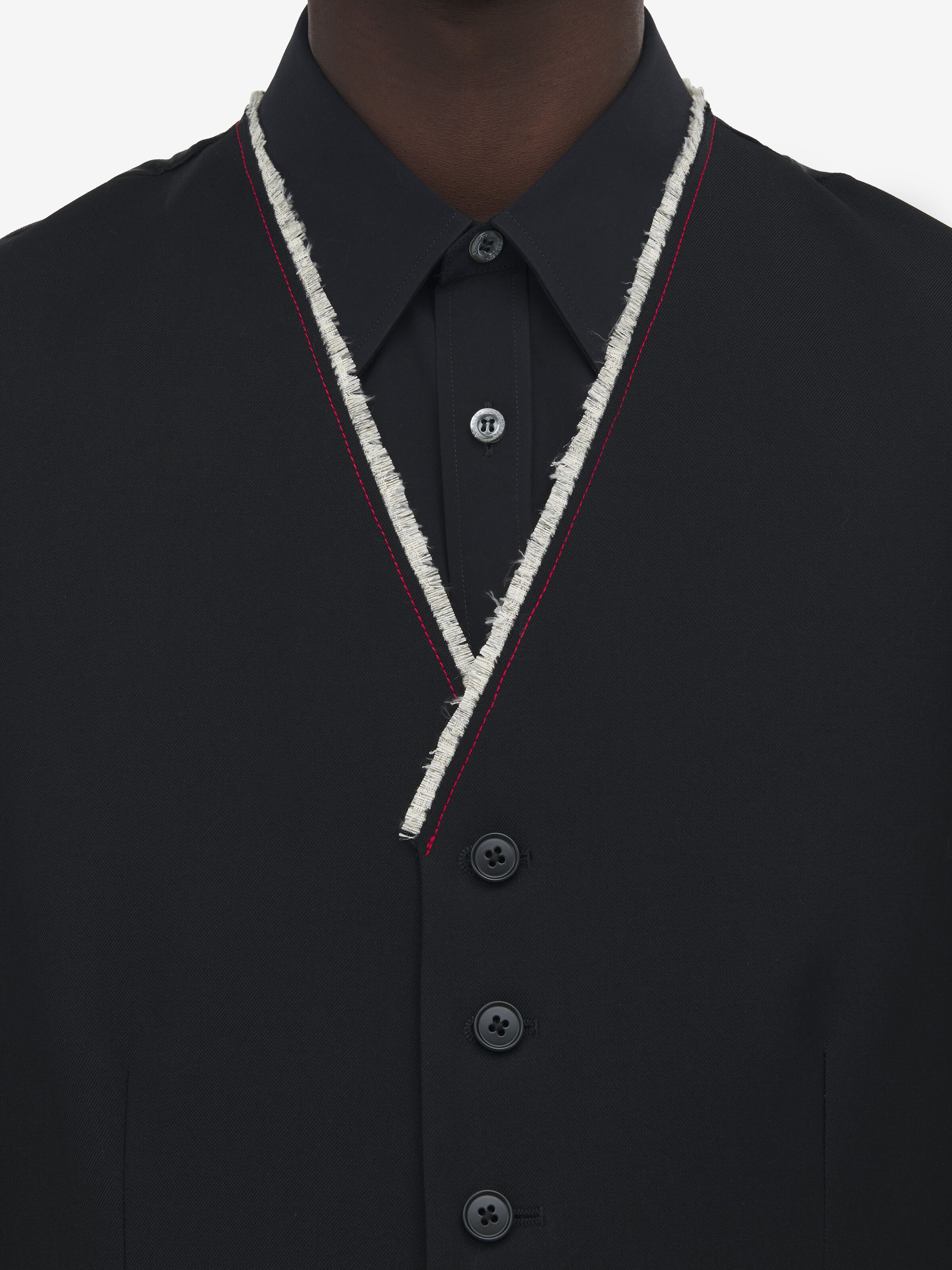 Raw Edge Canvas Waistcoat - 6