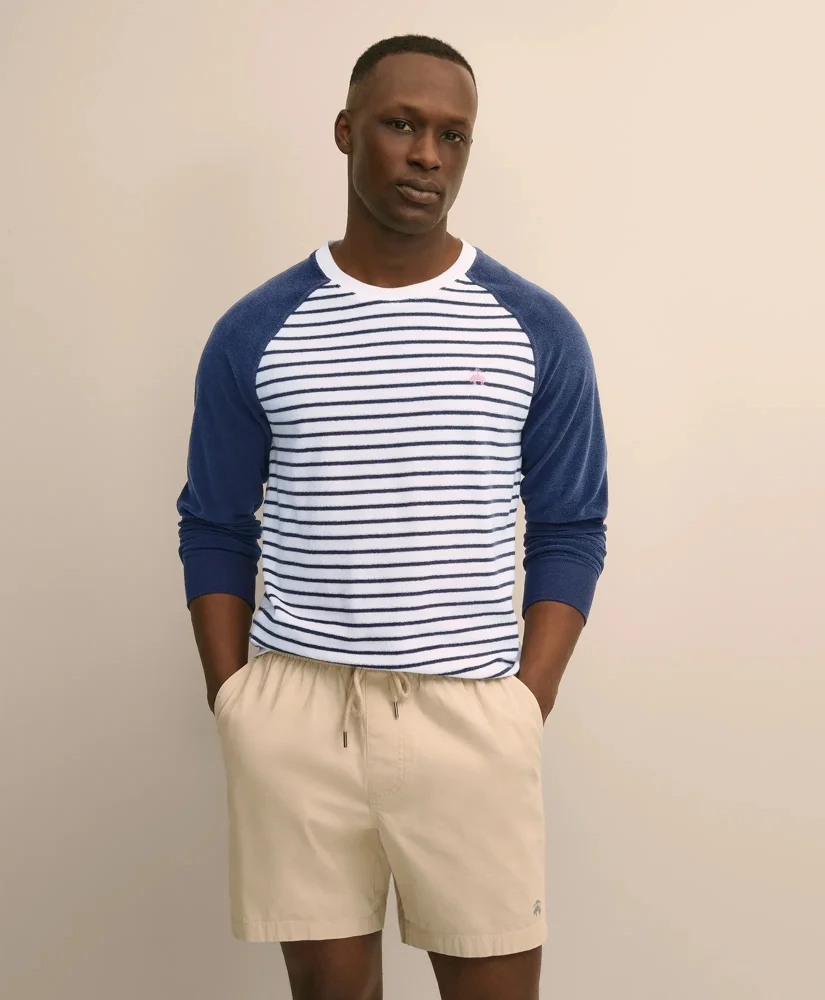 Cotton Blend Terry Cloth Stripe Sweatshirt - 1