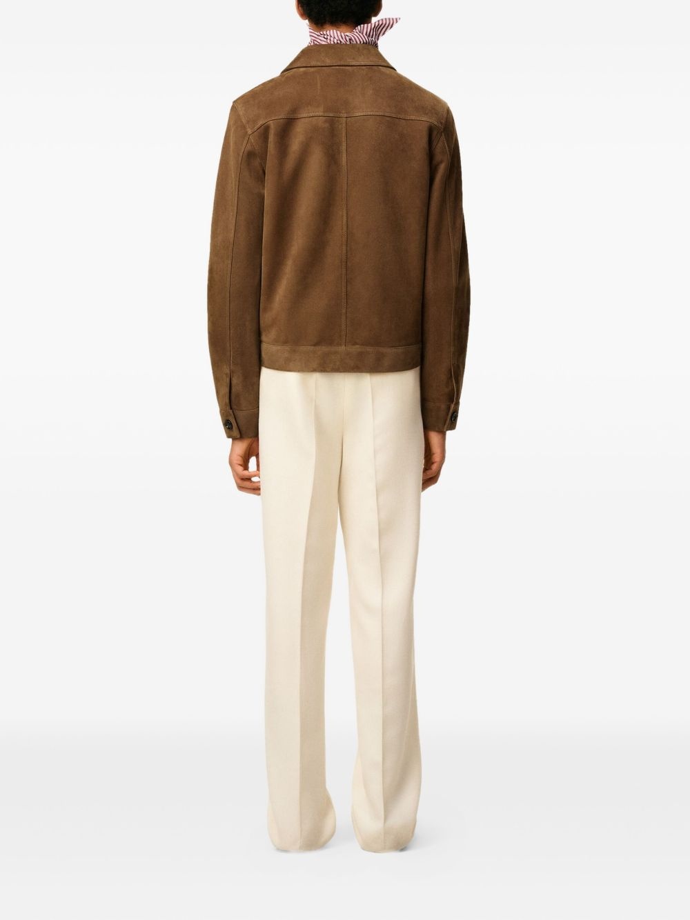 suede button-up jacket - 4