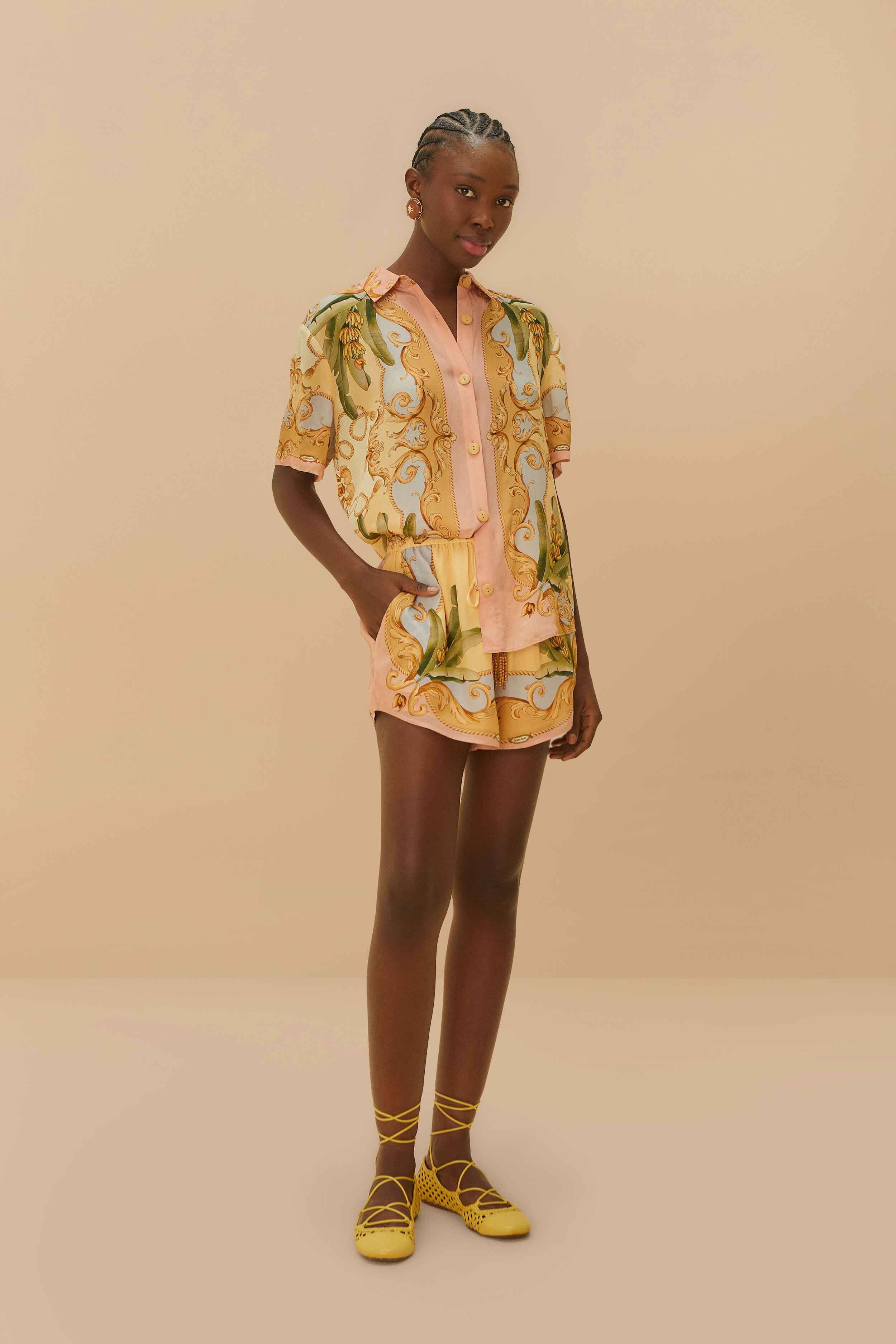 Multicolor Banana Royalty Kaleidoscope Shorts - 2