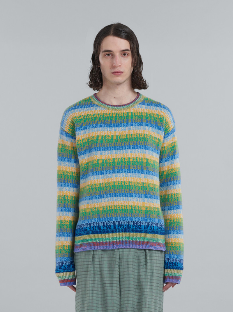 Marni WOOL TOP WITH MULTICOLOUR STRIPES AND JACQUARD LOGO outlook