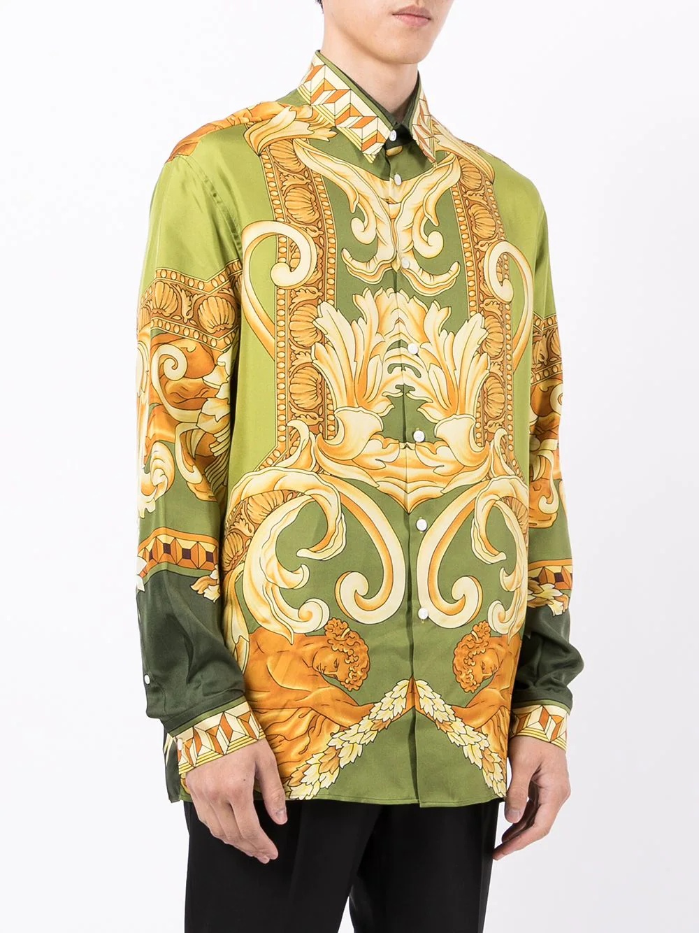 Barocco-print informal silk shirt - 3