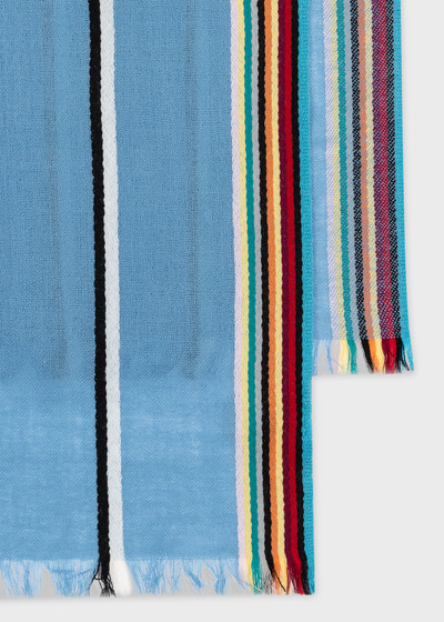 Paul Smith Sky Blue Artist Stripe Edge Lambswool-Cashmere Scarf outlook
