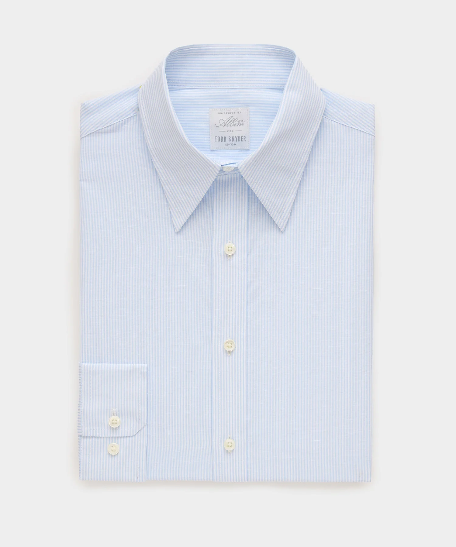 Italian Cotton-Linen Long Point Collar Dress Shirt - 1