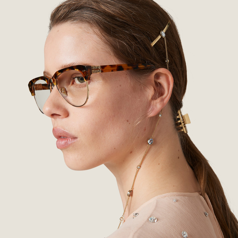 Miu Miu Crystal-studded metal hair clip outlook