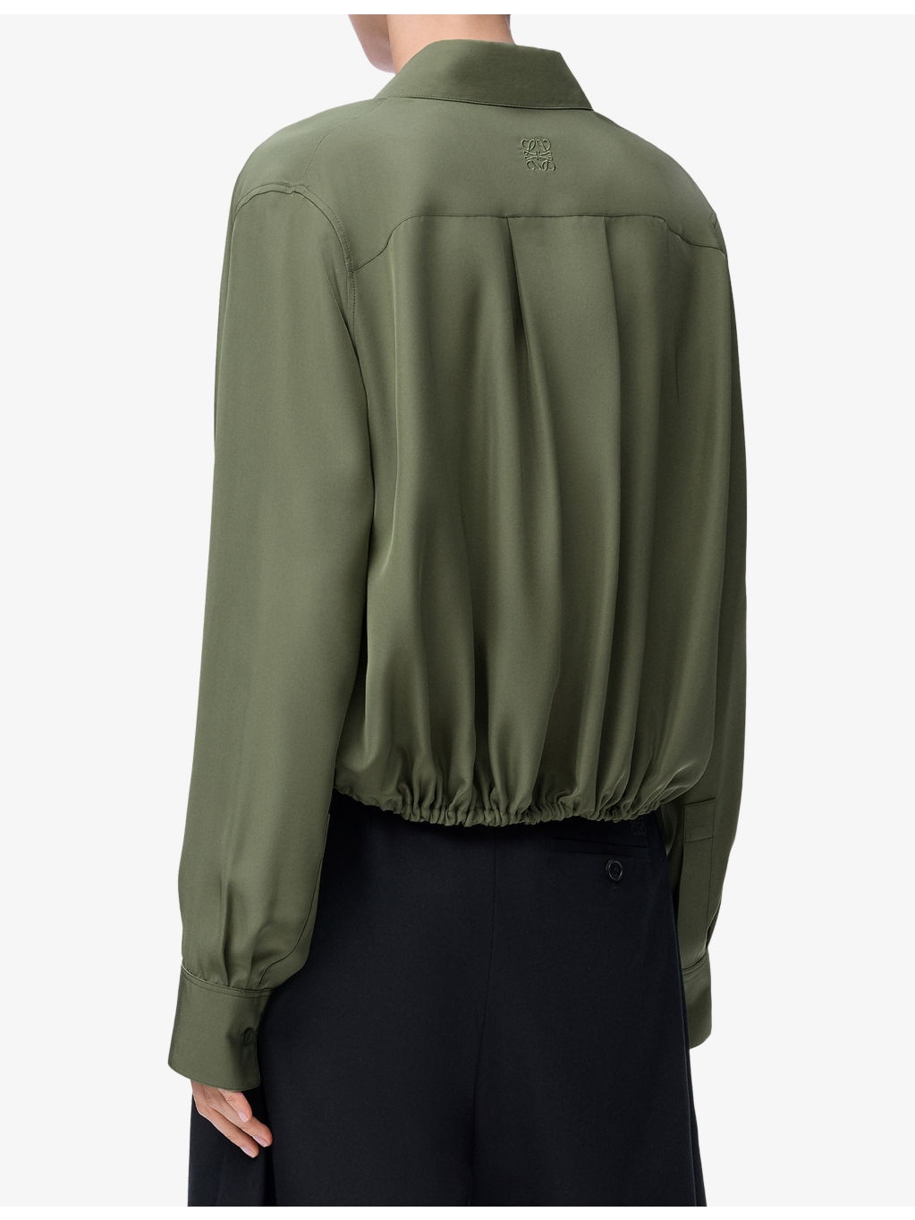 Balloon Drawstring-Hem Silk-Blend Shirt - 4