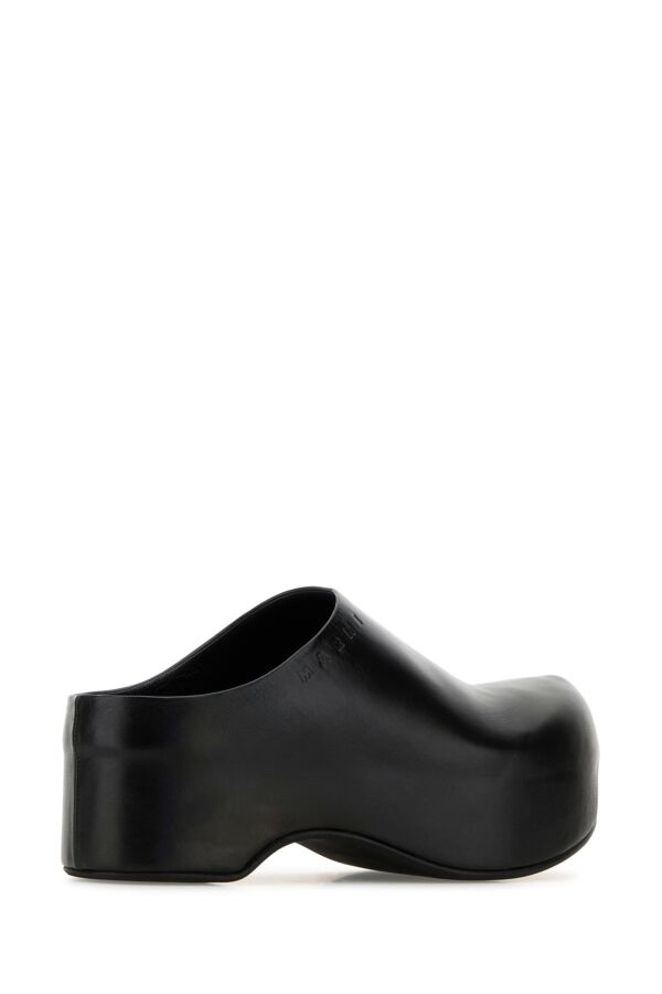 Black nappa leather mules - 3