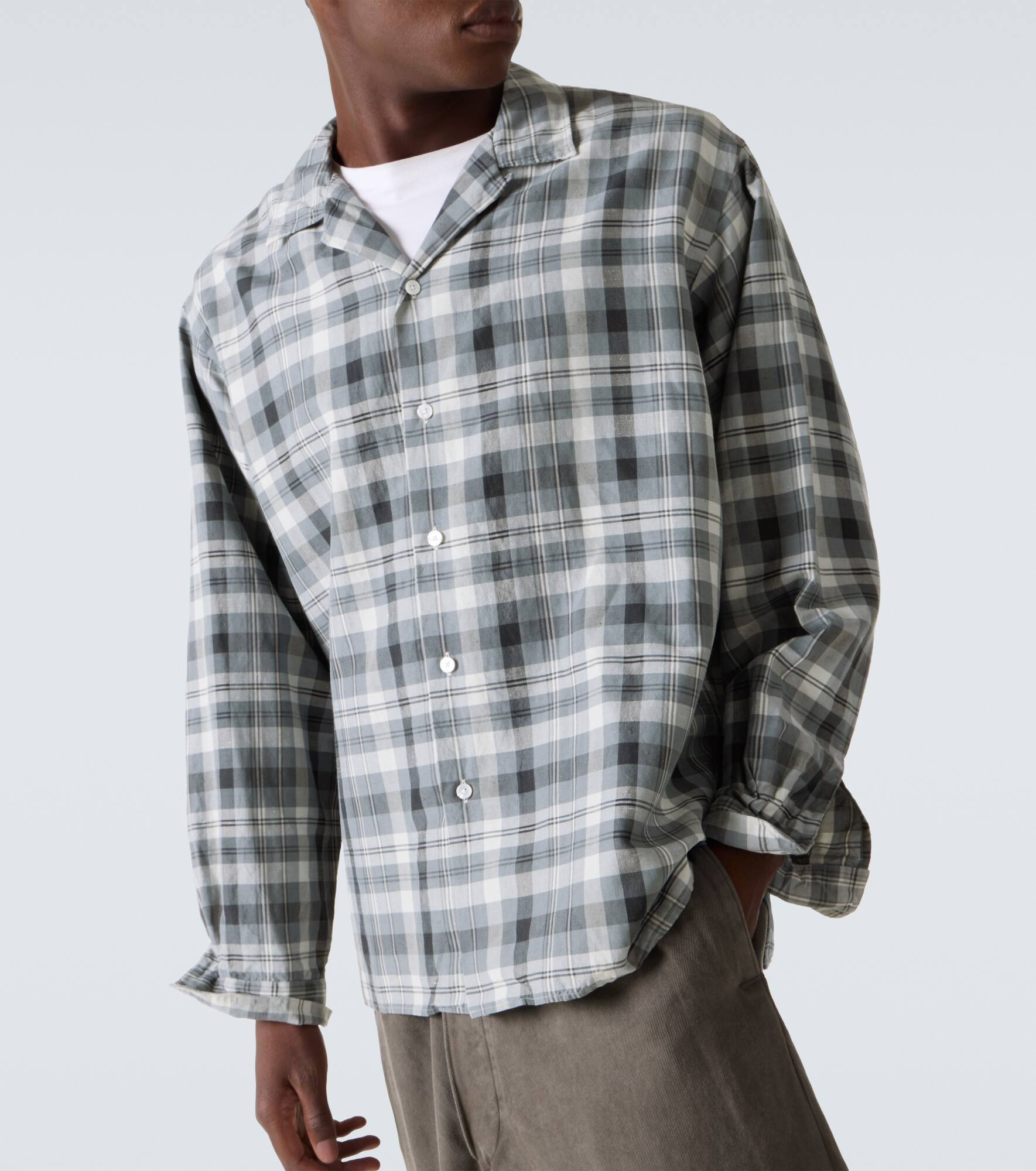 Checked silk and linen shirt - 5