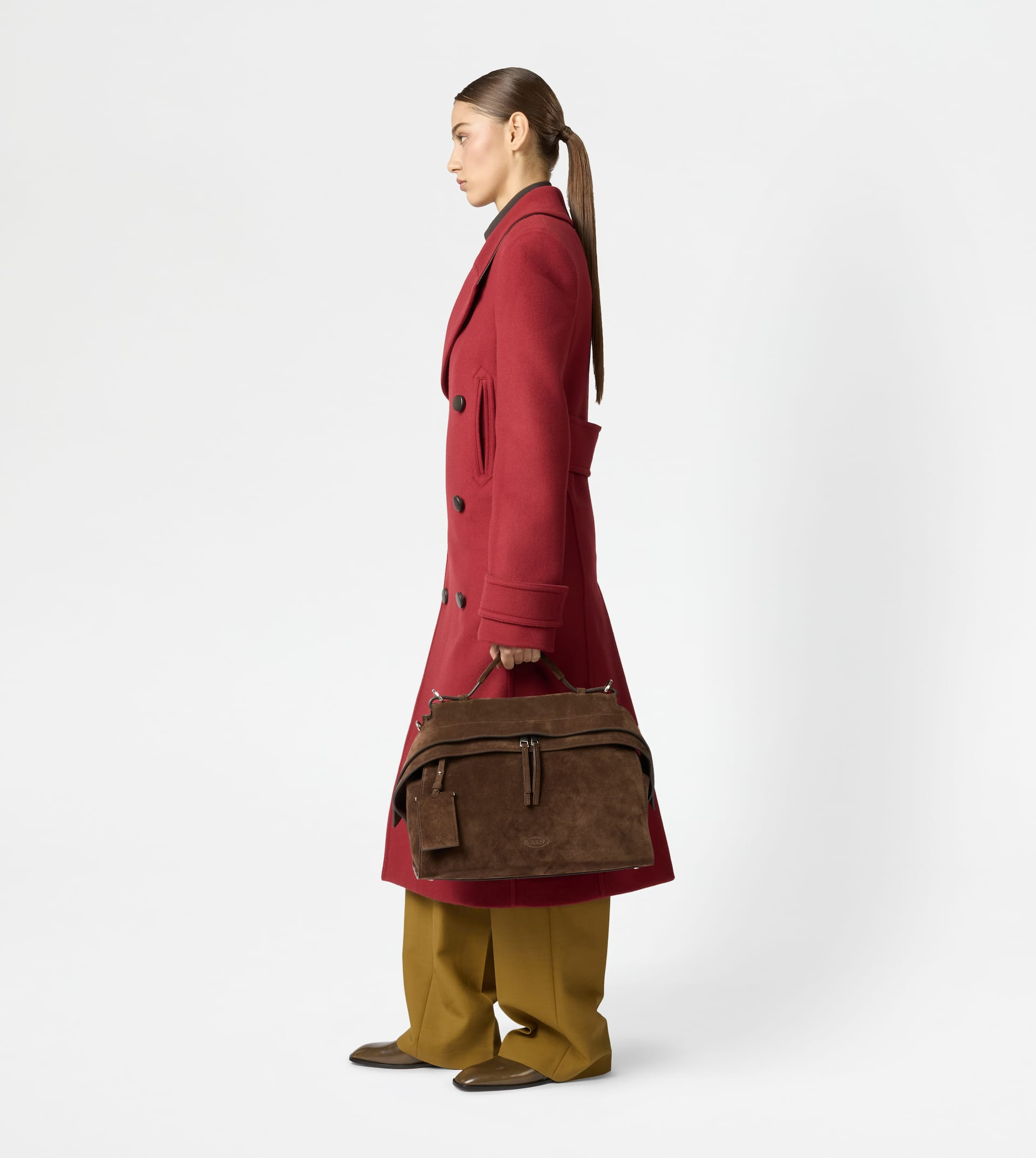 TOD'S WAVE BAG IN SUEDE LARGE - BROWN - 6