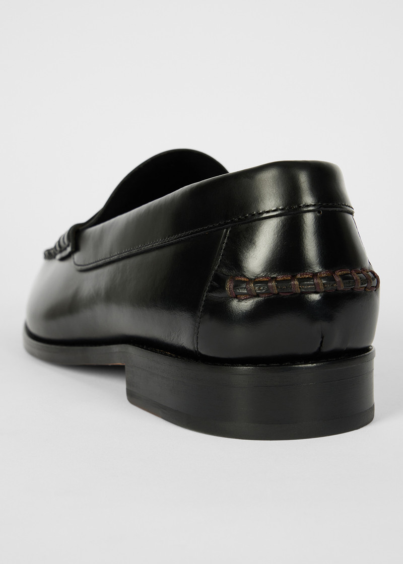 Black 'Signature Stripe' Leather 'Lido' Loafers 3
