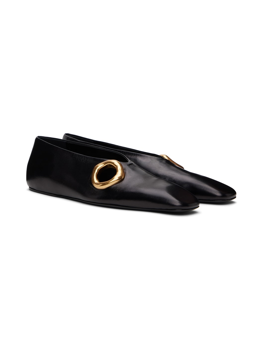 Black Cutout Ballerina Flats - 4