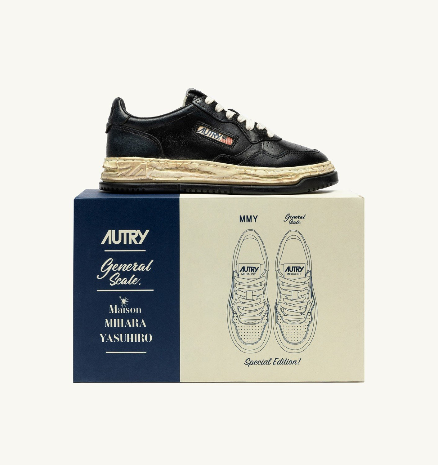 MEDALIST LOW SUPER VINTAGE 'Autry x Maison MIHARA YASUHIRO General Scale.' SNEAKERS IN BLACK LEATHER - 7