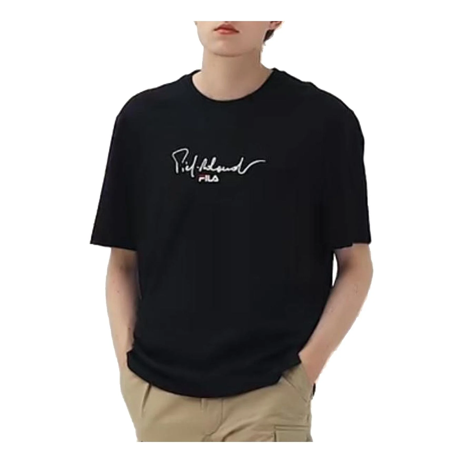 FILA Casual Sports Breathable Knit Round Neck Short Sleeve Black F11M118102F-BK - 1