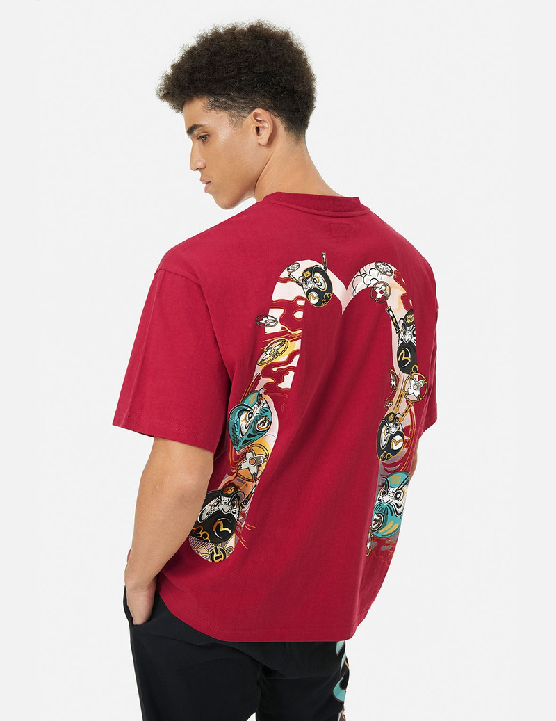 Logo and Ninja Daruma Daicock Print Loose Fit T-shirt 4