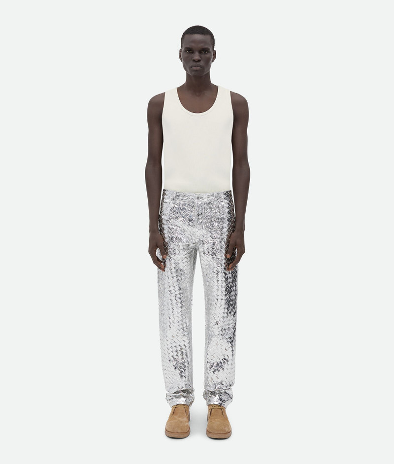 Intrecciato Laminated Leather Pants 1