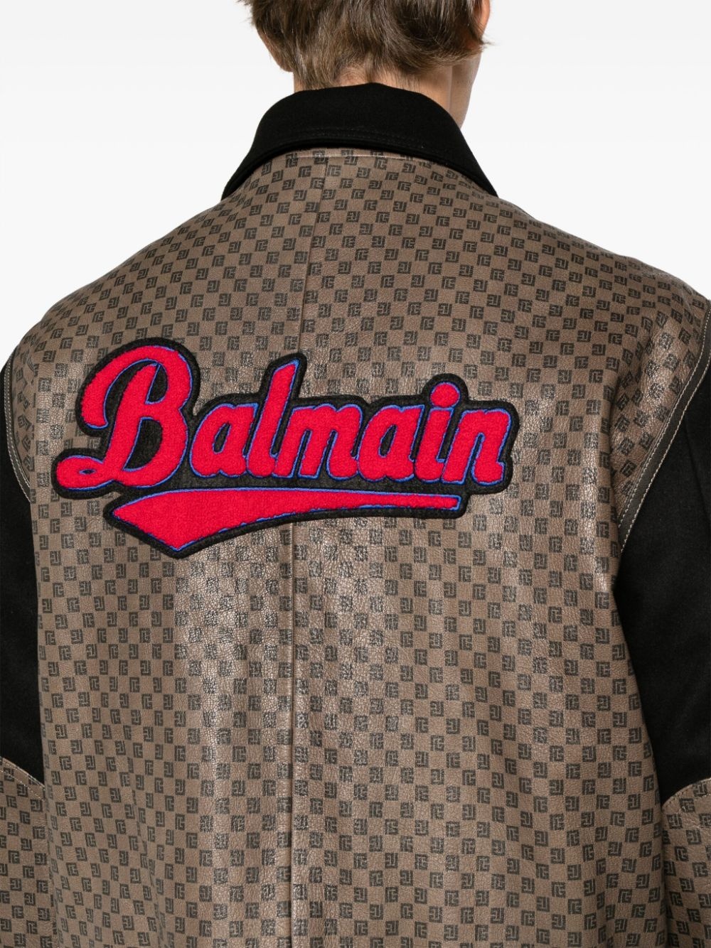 logo-appliquÃ© panelled teddy bomber jacket - 5