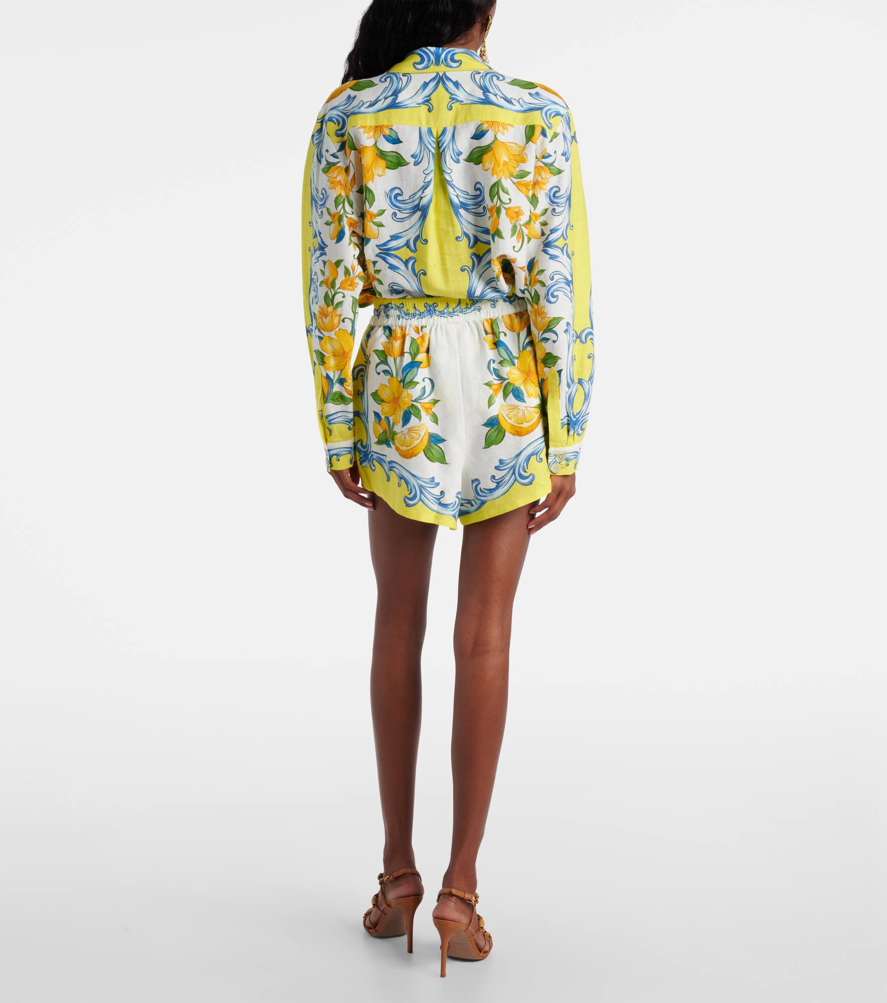 Floral linen-blend shorts - 3