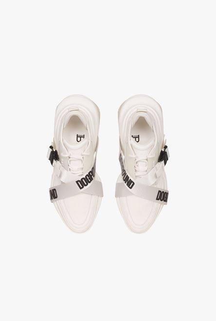 Balmain x Dogpound -White leather and knit B-Bold low-top sneakers with straps - 4