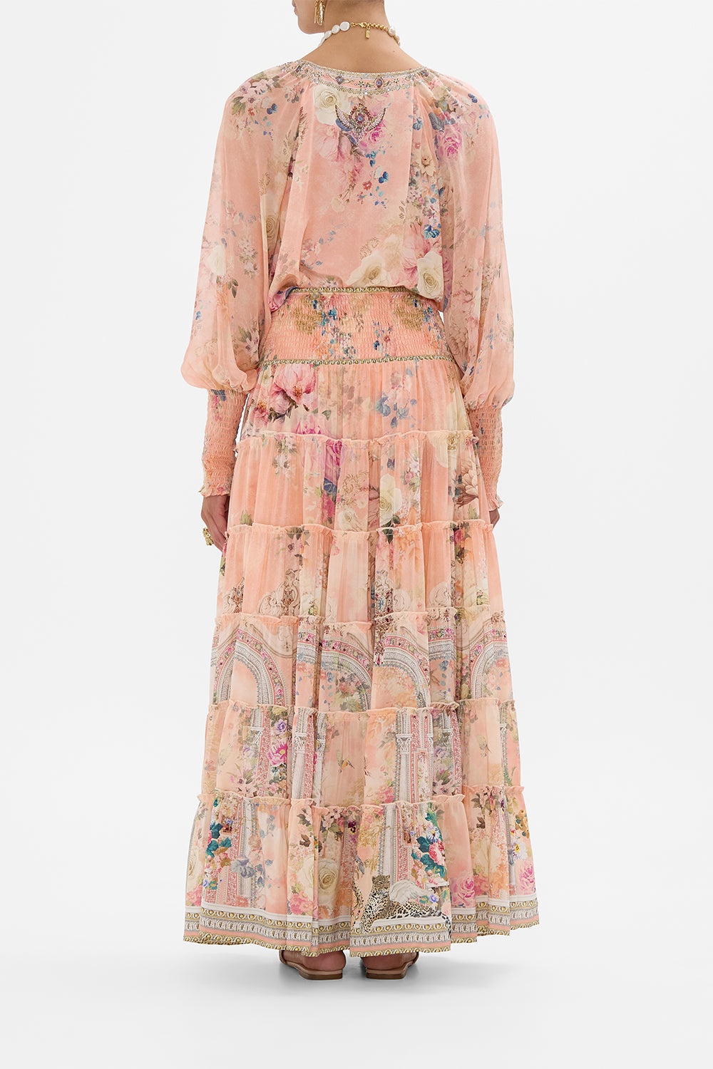 SHIRRED WAIST TIERED CIRCLE SKIRT - 3