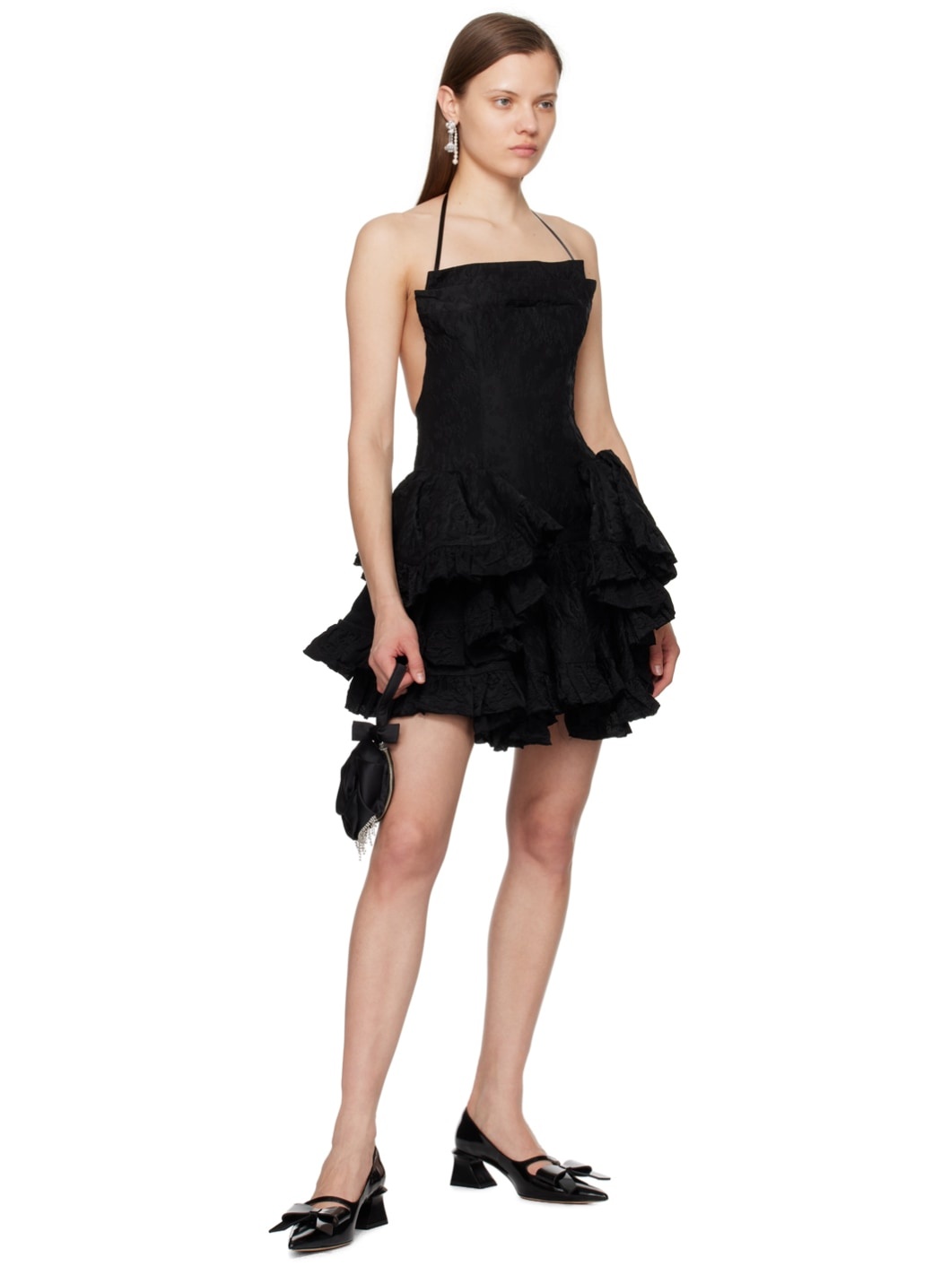 Black Ruffled Minidress - 4