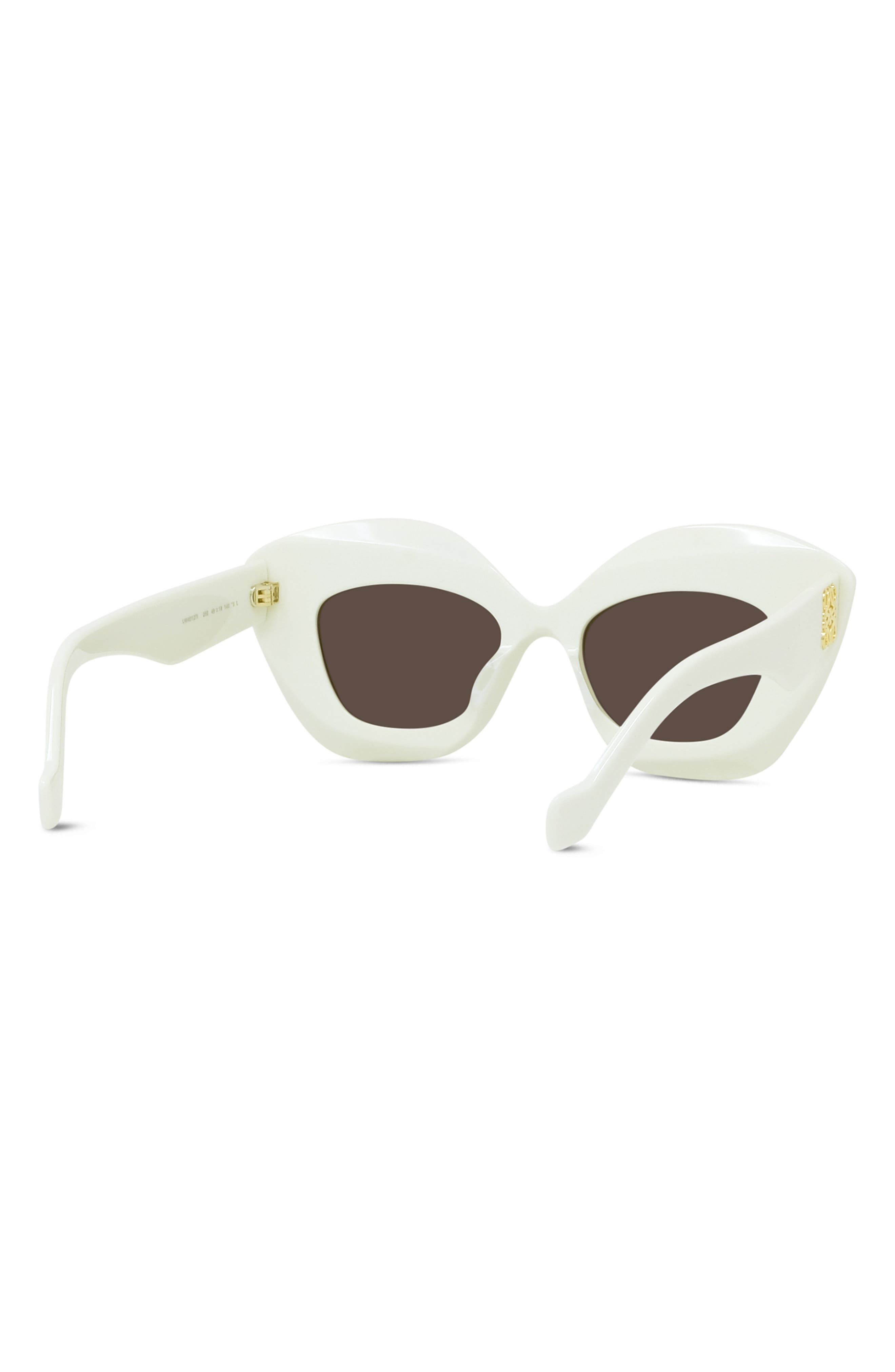 Loewe Anagram 48mm Small Cat Eye Sunglasses in Ivory /Brown at Nordstrom - 4