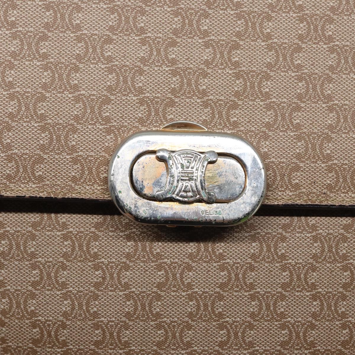 CELINE Macadam Canvas Shoulder Bag Beige Gold - 9