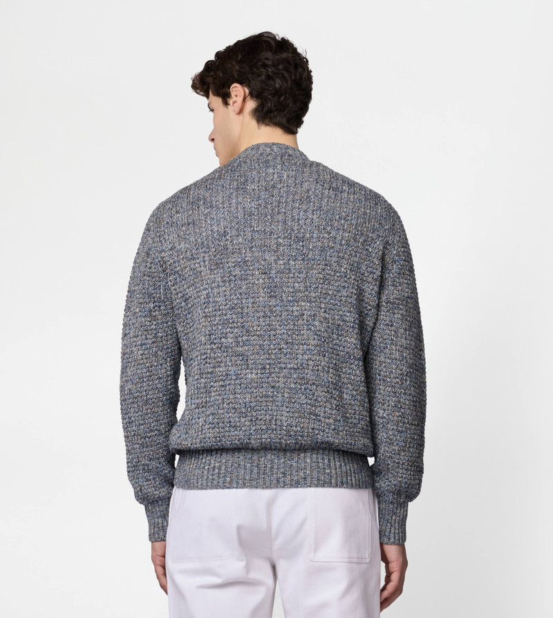 LINEN BLEND MOULINÉ PULLOVER - BLUE 4