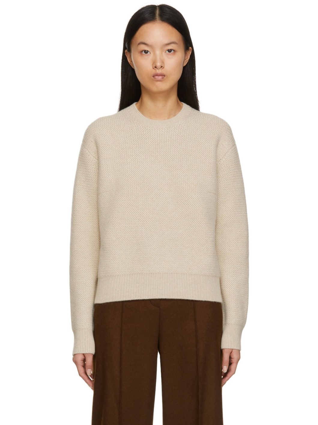 Beige Borgonuovo Cashmere Crewneck Sweater - 2