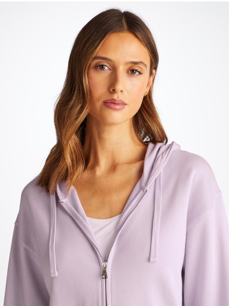 Derek Rose Women s Hoodie Quinn Cotton Modal Lilac derekrose REVERSIBLE