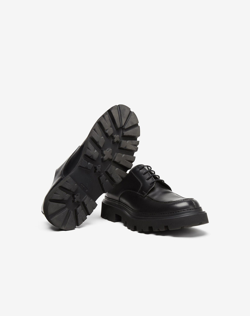 Black Norwegian-stitched derby shoe in aged calfskin 4