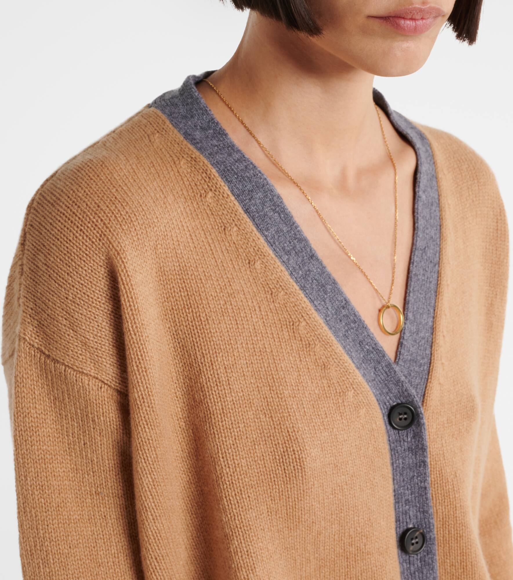 Colorblocked asymmetric cashmere cardigan - 4